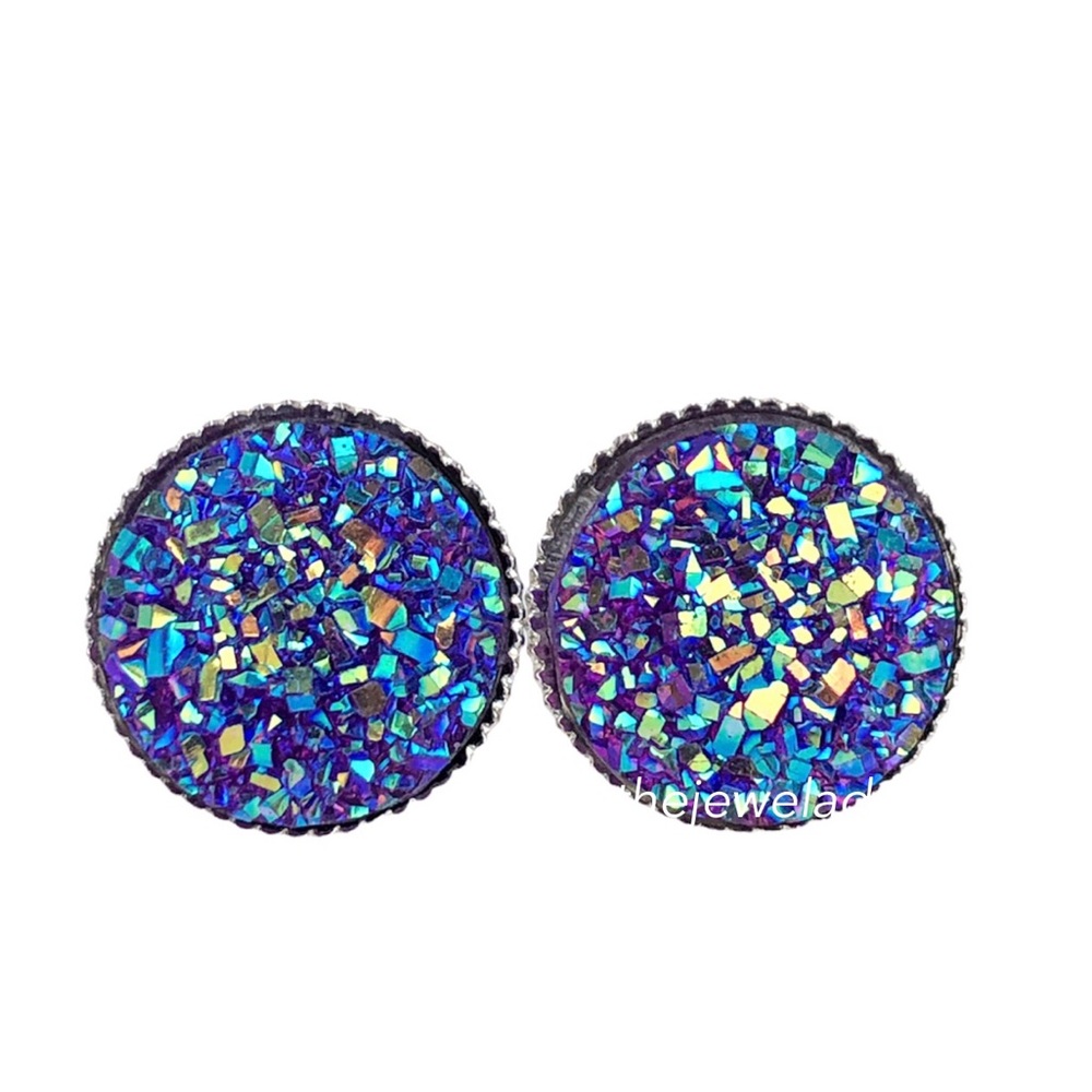 3/$15🎀plum glitter faux druzy studs